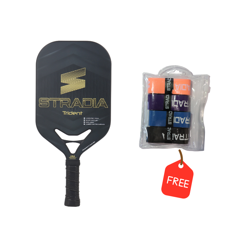 STRADIA TRIDENT Pickleball Paddle + STRADIA 4-Pack PU Grip (Free)