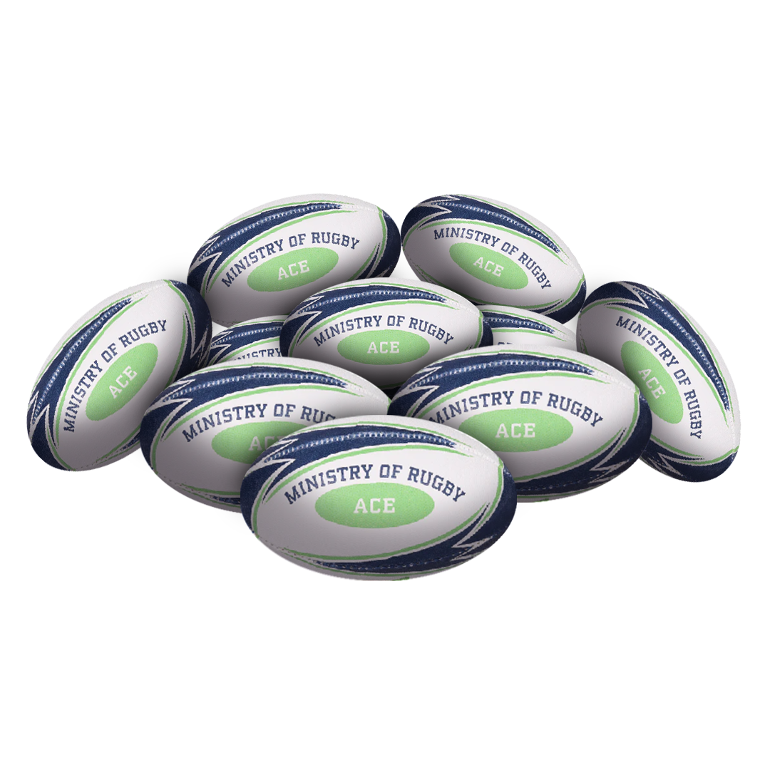 STRADIA "ACE" Size 1 Rugby Union Ball - "Fun MINI Series for the Youngest Champions" - Pack of 10 with FREE Mesh Storage Bag