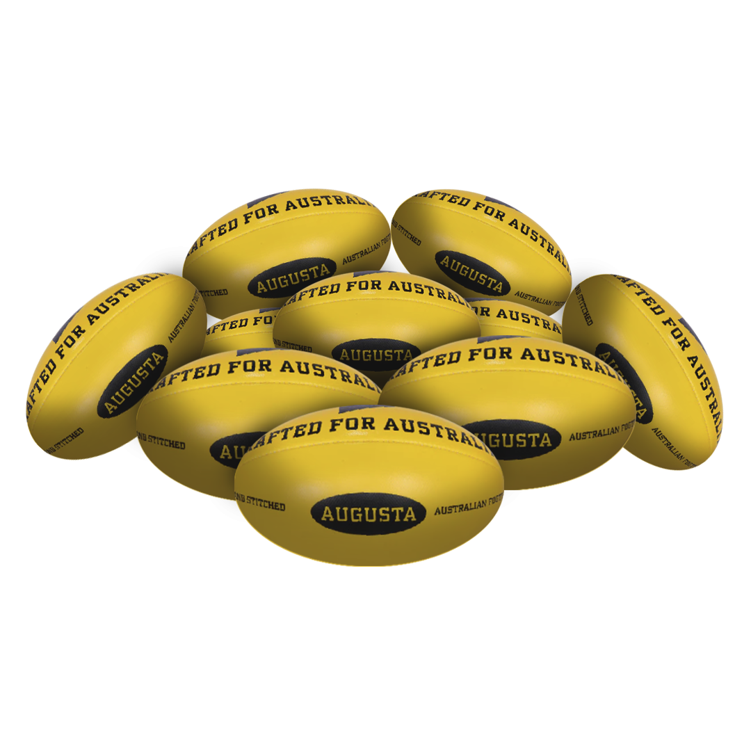 STRADIA "AUGUSTA" Size 3, 4, 5 Aussie Rules Ball – Premium Synthetic Leather – Pack of 10 with FREE Mesh Storage Bag