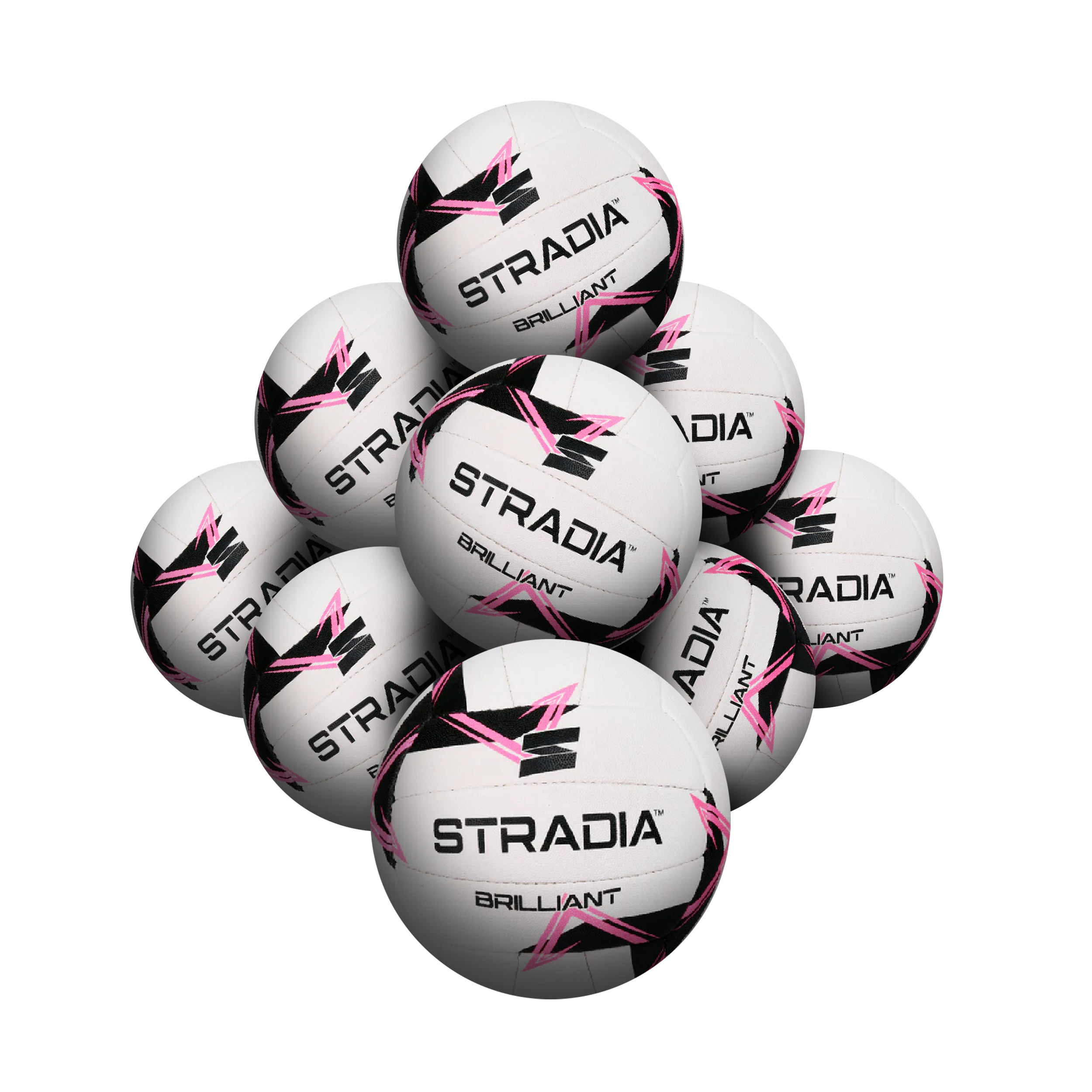 STRADIA "BRILLIANT" Size 5 Netball – Eco-Friendly Natural & Synthetic Rubber Blend | High-Performance for Pros | Pack of 10 with FREE Mesh Storage Bag