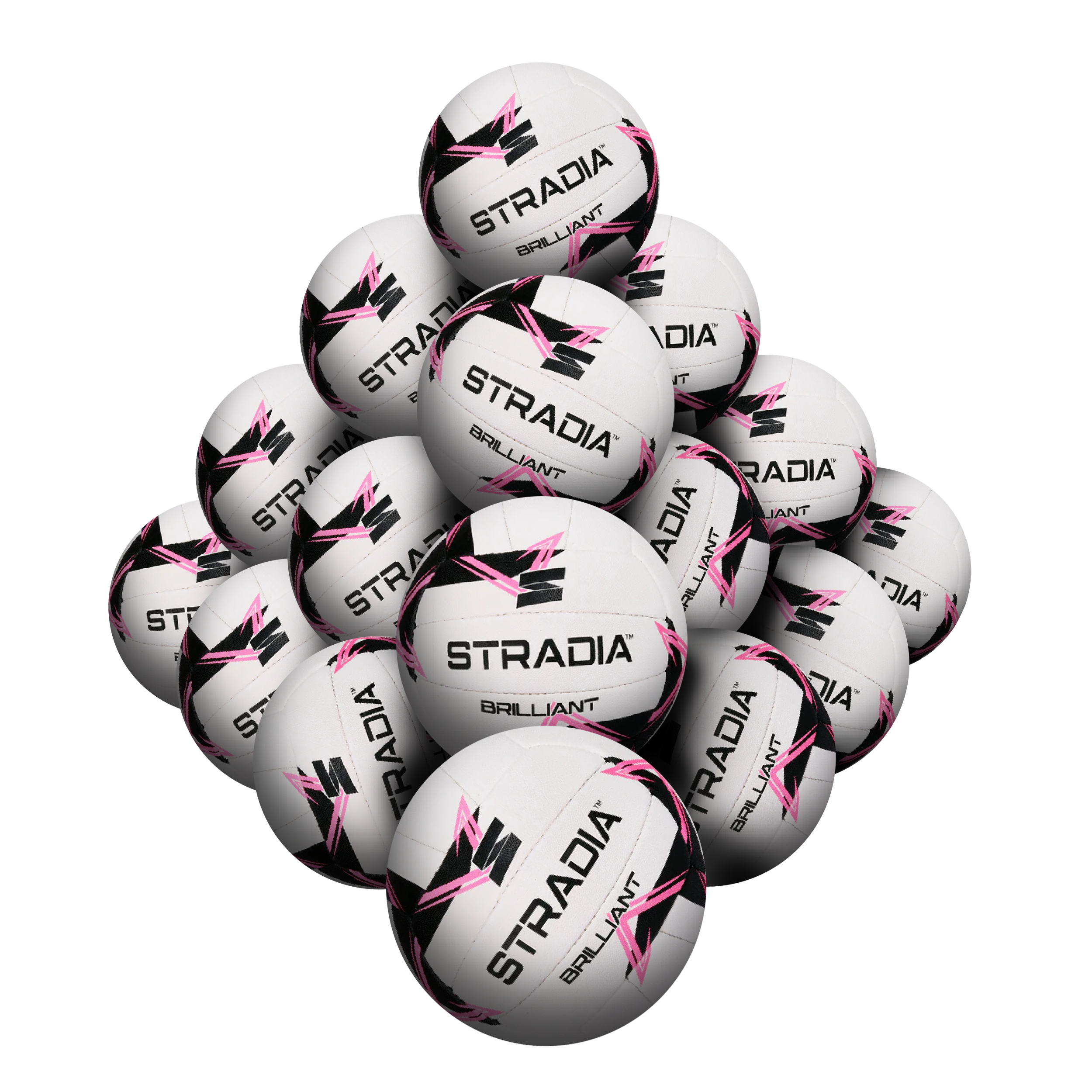 STRADIA "BRILLIANT" Size 5 Netball – Eco-Friendly Natural & Synthetic Rubber Blend | High-Performance for Pros | Pack of 20 with FREE Mesh Storage Bag
