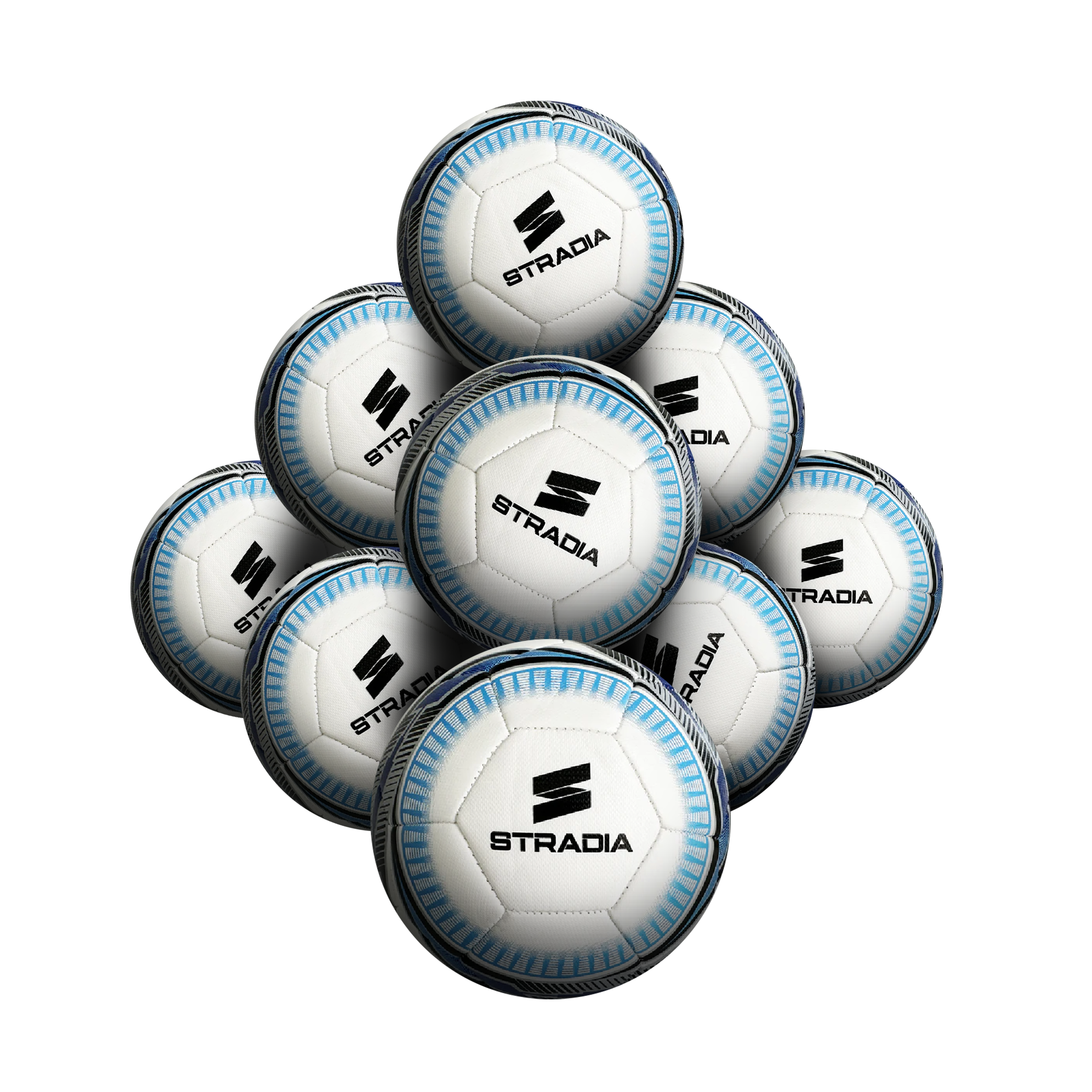 STRADIA "ECLIPSE" Size 5 Soccer Ball – Soft Touch High Durability Soccer Ball Pack of 10 with FREE Mesh Storage Bag
