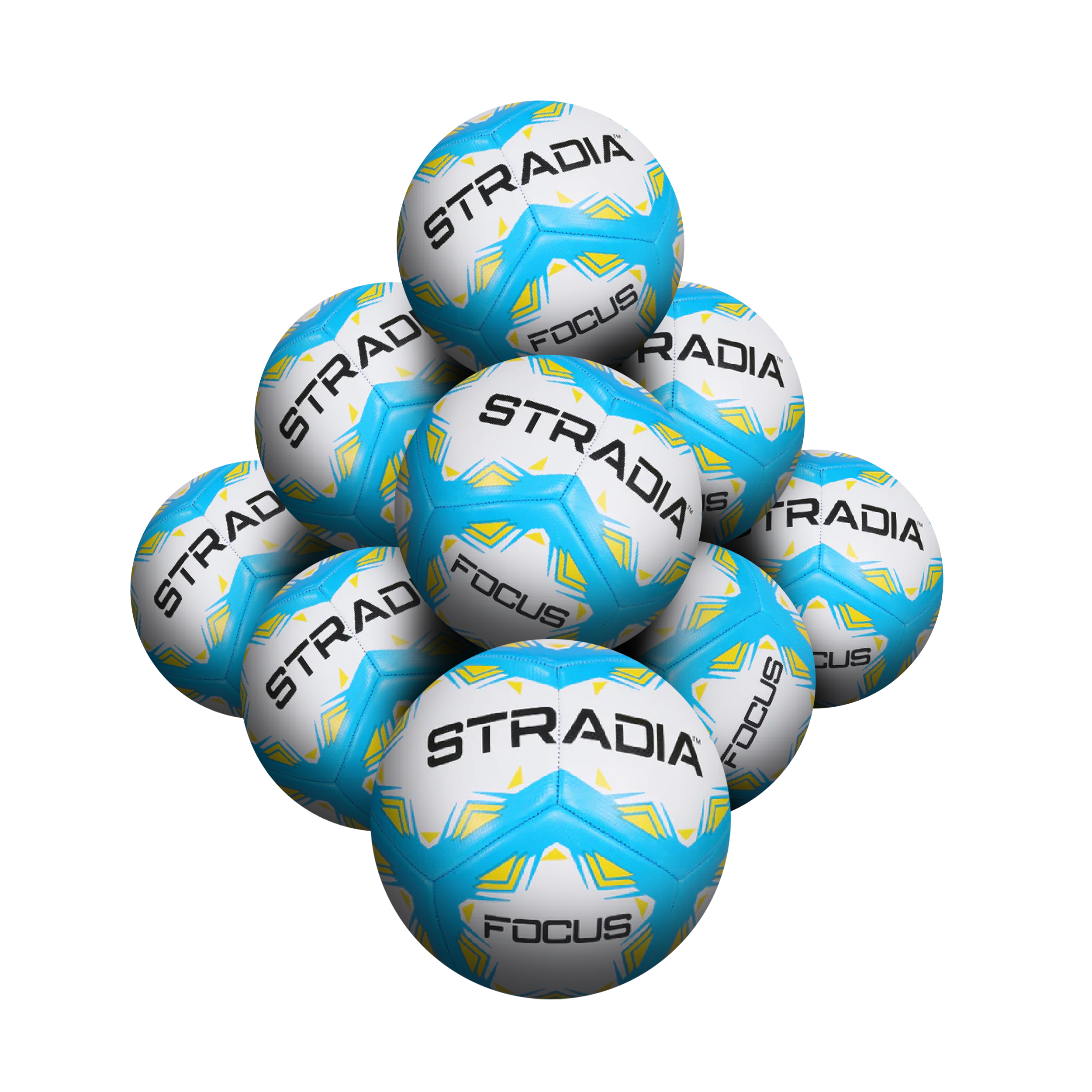 STRADIA "FOCUS" Full Size 5 Soccer Ball – Serious Game Series EVA Foam Padded Soccer Ball Pack of 10 with FREE Mesh Storage Bag