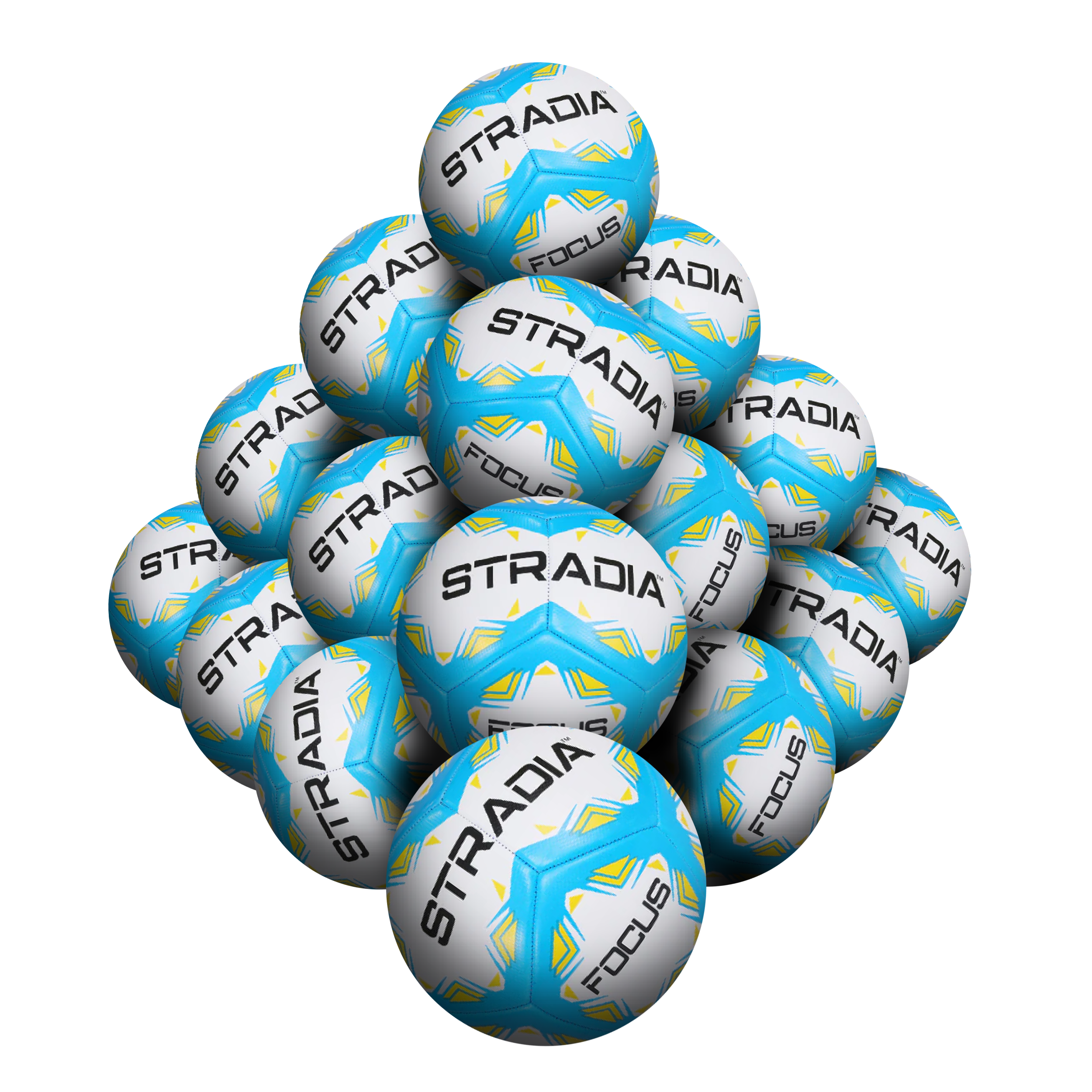 STRADIA "FOCUS" Full Size 5 Soccer Ball – Serious Game Series EVA Foam Padded Soccer Ball Pack of 20 with FREE Mesh Storage Bag