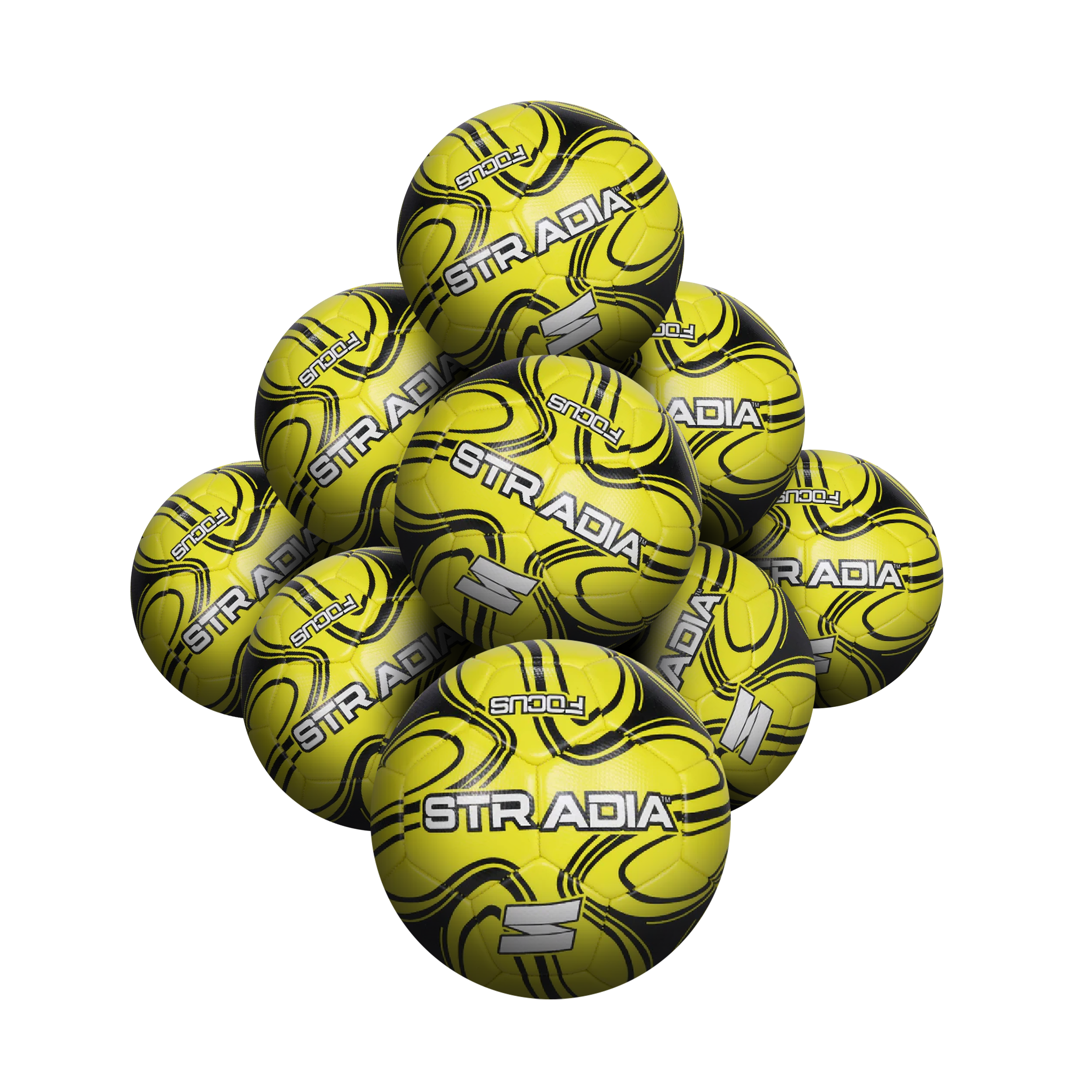 STRADIA "FOCUS" Junior Size 3 Soccer Ball – Enhanced Playability Series Texturised Ball Pack of 10 with FREE Mesh Storage Bag