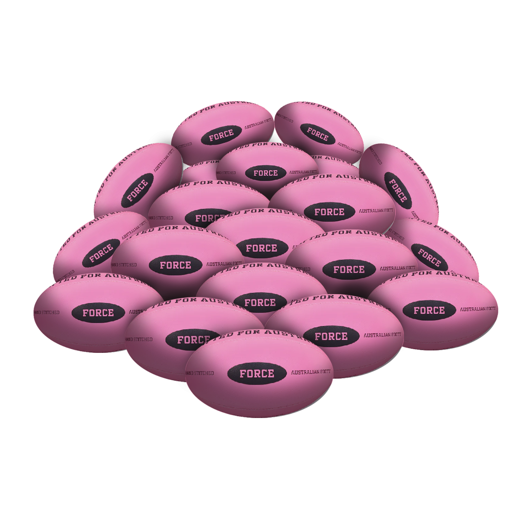 STRADIA "FORCE" Size 3, 4, 5 Aussie Rules Ball – Natural & Synthetic Rubber – Top Grip & Performance – Pack of 20 with FREE Mesh Storage Bag