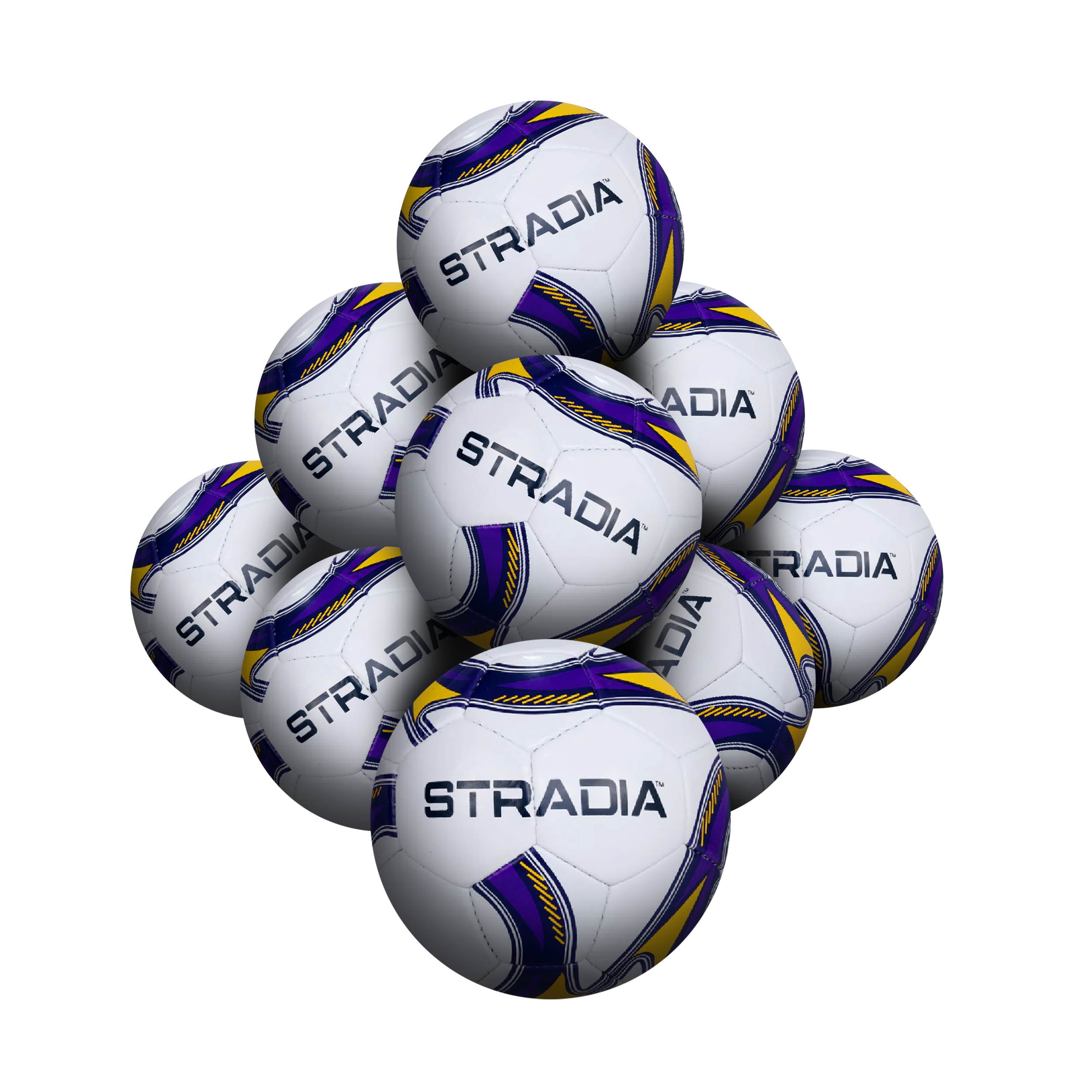 STRADIA "GLORY" Full Size 5 Soccer Ball – Club Series Lightweight Performance Soccer Ball Pack of 10 with FREE Mesh Storage Bag