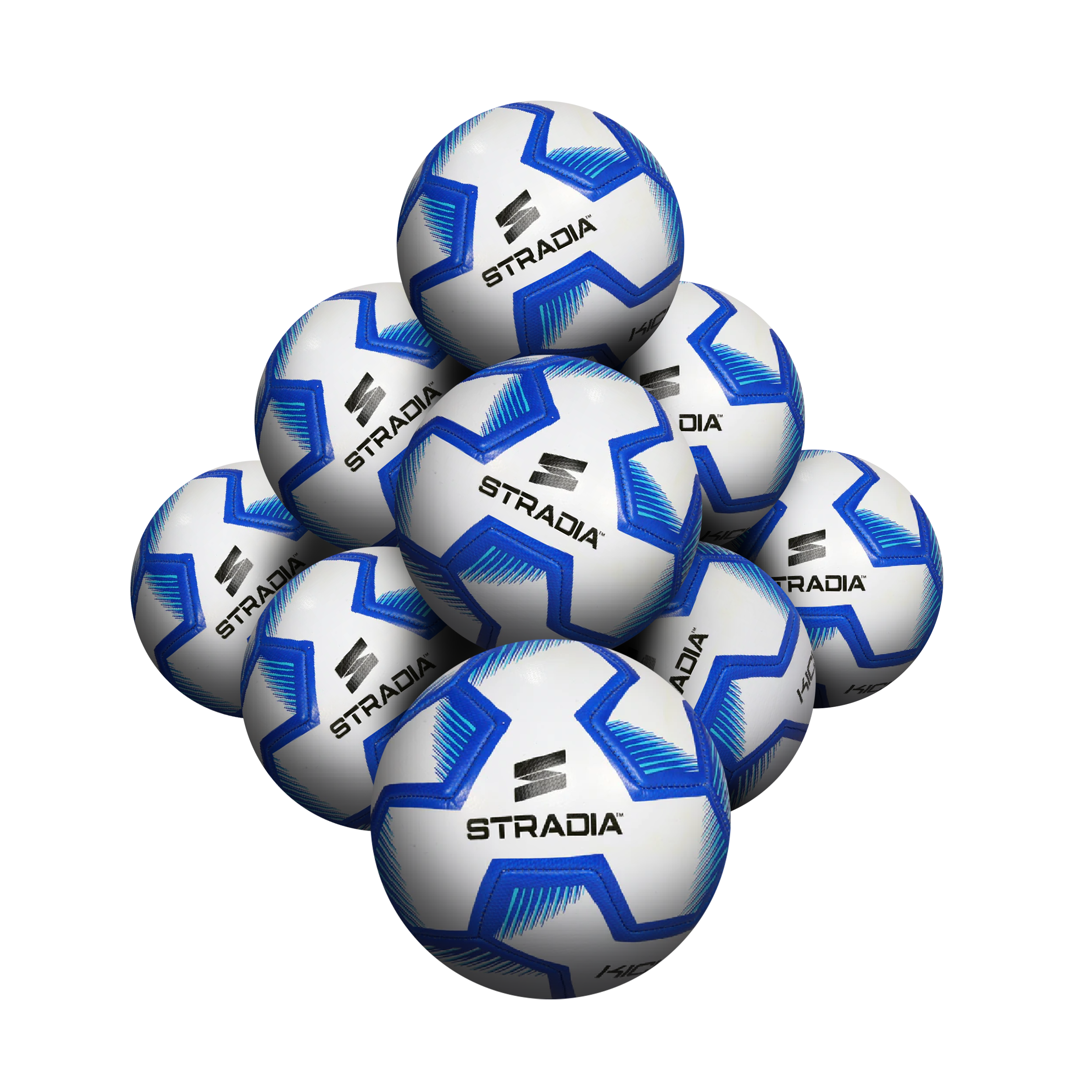 STRADIA "KICK" Full Size 5 Soccer Ball – Versatile Match Play Series PVC Soccer Ball Pack of 10 with FREE Mesh Storage Bag