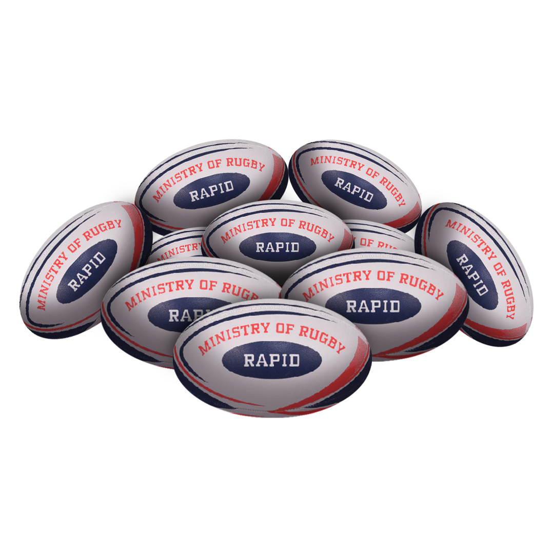 STRADIA "RAPID" Size 5 Rugby Union Ball - "School-Level Durability with MAX Pimple Grip" - Pack of  10  with FREE Mesh Storage Bag