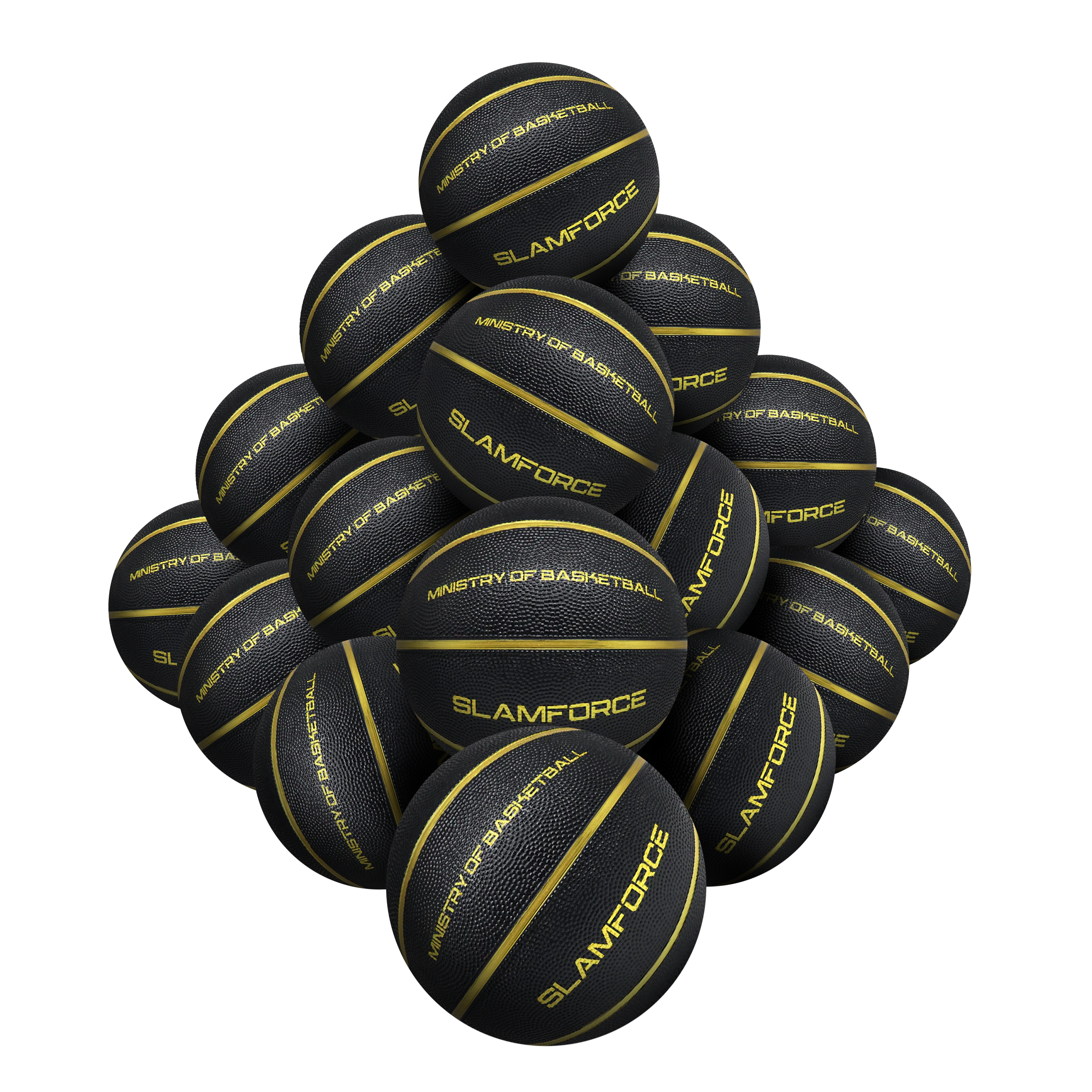 STRADIA "SLAM FORCE" Basketball – Size 7 – Premium Black Rubber – Classic Play Enhanced! – Pack of 20 with FREE Mesh Storage Bag