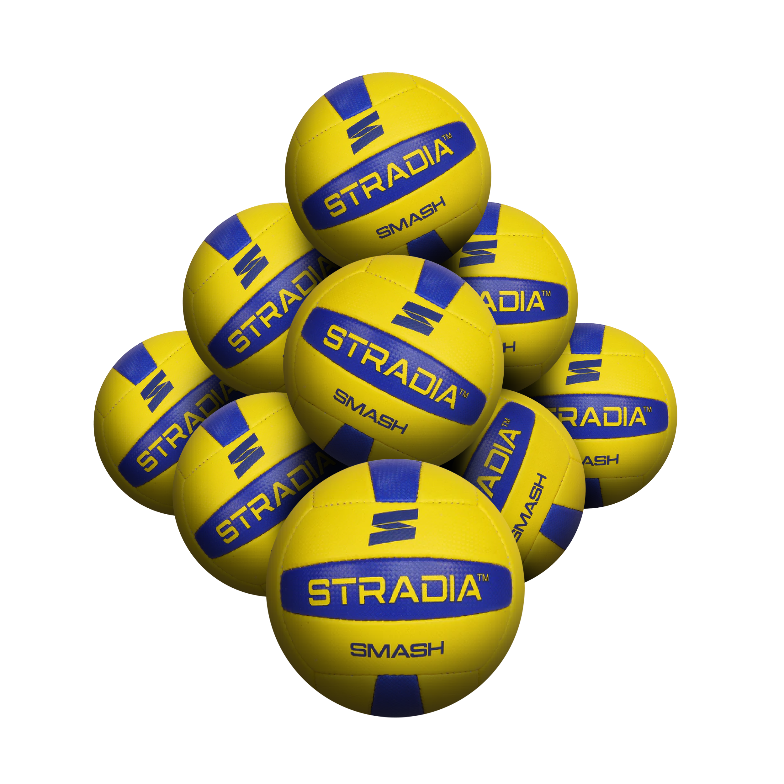 STRADIA "SMASH" Size 5 Volleyball – CARBONIUM Series Trainer Volleyball with Micro Fibre Padding – Pack of 10 with FREE Mesh Storage Bag
