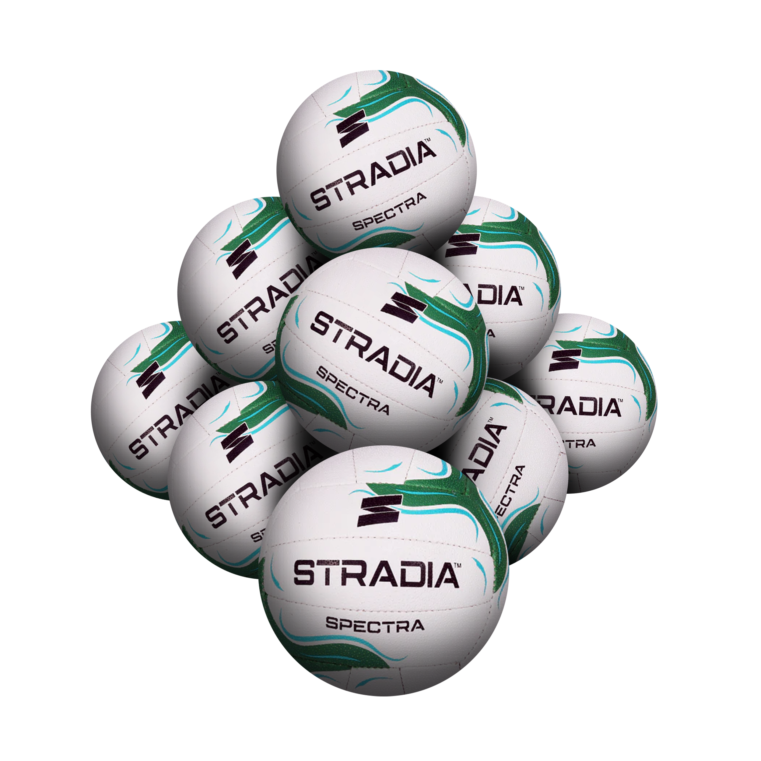 STRADIA "SPECTRA" Size 5 Netball – Cotton Canvas & Polyester Viscose Blend | Club Essential for Practice & Skill Development | Pack of 10 with FREE Mesh Storage Bag