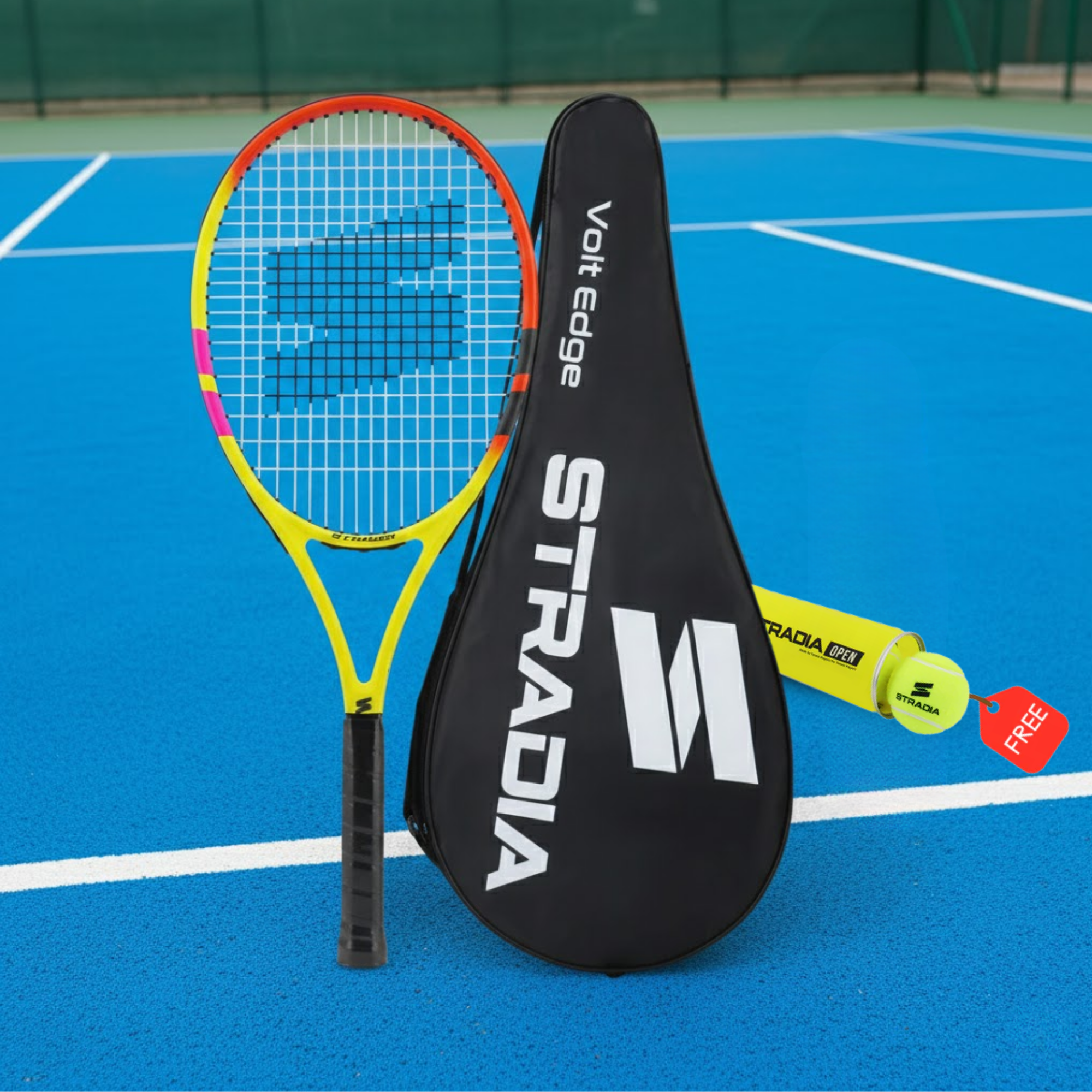 STRADIA VOLT EDGE Tennis Racquet + STRADIA OPEN Tennis Balls Can (Free)
