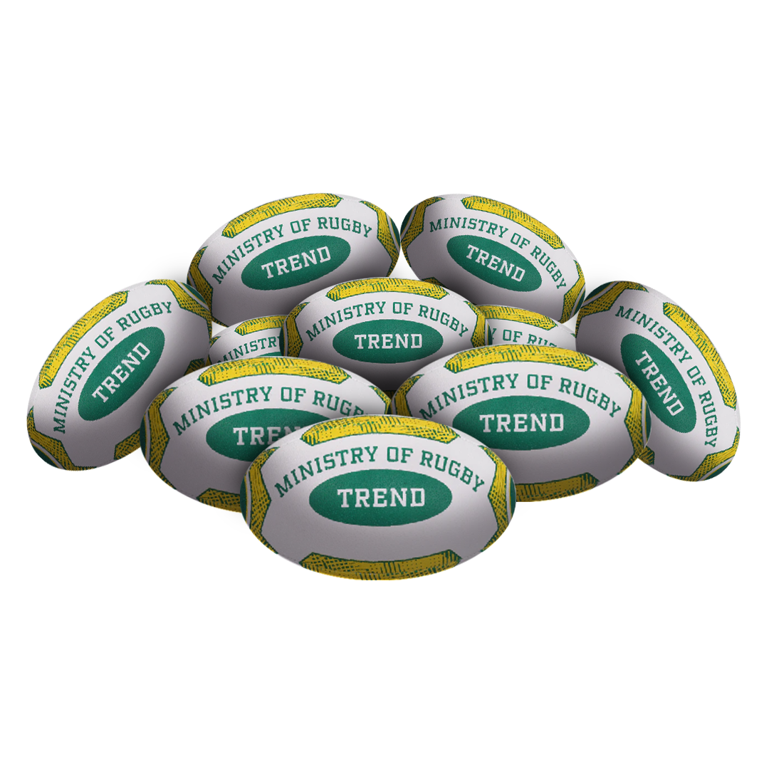 STRADIA "TREND" Size 5 Rugby Union Ball - "Club Practice Perfected with 3D Pimple Grip Technology" - Pack of 10 with FREE Mesh Storage Bag