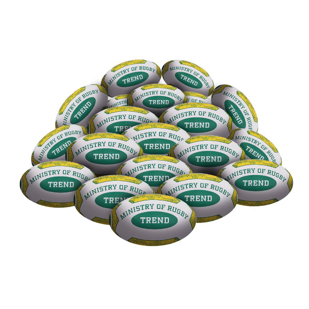STRADIA "TREND" Size 5 Rugby Union Ball - "Club Practice Perfected with 3D Pimple Grip Technology" - Pack of 20 with FREE Mesh Storage Bag