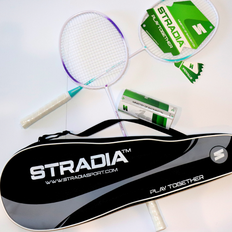 STRADIA "PLAY TOGETHER" Badminton Set (2 Racquets + Nylon Shuttlecocks): Play and Bond Together!